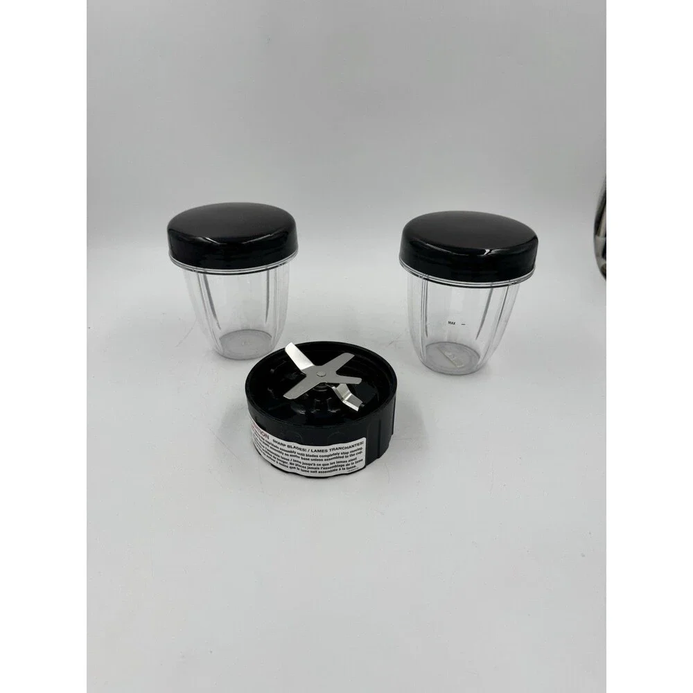 Veggie Bullet VB-102 Blender Replacement Cup Set 2 Cups with Lids and 1 Blade